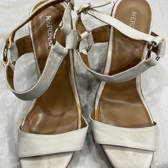 Merona White Espadrille Wedge Sandals Size 8.5 - Picture 6 of 7